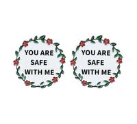 Paquete de 2 pines de cuidado y apoyo, insignias de botón de aleación floral con texto en inglés "You Are Safe With Me", regalos amigables y compasivos