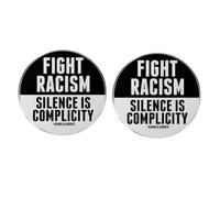 Paquete de 2 pines de lucha contra el racismo, insignia de botón de silencio es complicidad, pines de solapa antirracismo, broche de aleación para mochila, chaqueta, sombrero, accesorios de