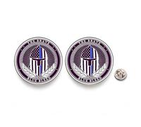 Paquete de 2 pines de solapa de honor de policía de línea azul fina de caballero vintage, insignias de botón redondo de aleación, diseño de coraje azul valiente, apoyo policial de agradecimiento
