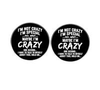 Paquete de 2 pines divertidos con cita - Juego de insignias humorísticas "I'm Not Crazy", botones sarcásticos de conversación personal para mochilas, chaquetas, regalos para amigos y compañeros de