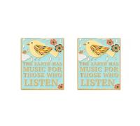 Paquete de 2 pines esmaltados con diseño de pájaro caprichoso, cita "The Earth Has Music for Those Who Listen", pines de solapa florales inspirados en la naturaleza, regalos inspiradores para los