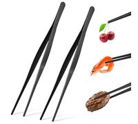 Paquete de 2 Pinzas de Cocina, Pinzas de Acero Inoxidable de 30 cm, Pinzas de Cocina Profesionales, pinzas comida, Utensilios de Cocina, Herramientas de Parrilla para Cocinar, Negro
