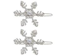 Paquete de 2 pinzas para el pelo con diseño de copo de nieve de cristal, elegantes pinzas para el pelo para festivales de mujer, adecuadas para uso diario o eventos especiales