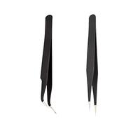 Paquete de 2 pinzas puntiagudas curvas rectas de acero inoxidable para extensiones de pestañas, pegatinas para uñas, diamantes de imitación, recogedores de pestañas, uñas de gel acrílico, arte DIY