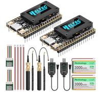 Paquete de 2 placas de desarrollo ESP32 LoRa V4 + módulo GNSS L76 + batería de 3000 mAh, ESP32-S3 SX1262 LoRa WiFi Bluetooth 2MB PSRAM 16MB Flash 915MHz Antena compatible con GPS y Solar para Arduino