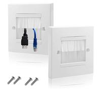 Paquete de 2 placas de pared con pincel, cubierta de entrada de cable, cubierta de cable de pared, panel de cepillo de una sola marcha para cubrir enchufes, tomas y ordenar cables