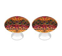 Paquete de 2 pomos de gabinete de 1.1 pulgadas de un solo agujero, tiradores decorativos de arte popular mexicano, pomos bohemios para muebles, cómodas, cocina, baño, armario, tocador, puerta de