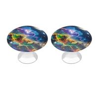Paquete de 2 pomos redondos de acero inoxidable de 1.1 pulgadas con diseño de nebulosa y luna, con tornillos, tiradores de puerta, accesorios de cocina para baño, armario, puerta y armario
