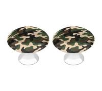 Paquete de 2 pomos redondos de acero inoxidable de 1.1 pulgadas con estampado de camuflaje, pomos de un solo agujero con tornillos, tiradores de puerta, accesorios de cocina para baño, armario, puerta