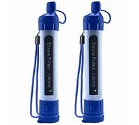 Paquete de 2 popotes de filtro de agua, dispositivo de purificación de agua, portátil de filtración de agua, para kits de emergencia, actividades al aire libre y senderismo, filtro de agua, camping,