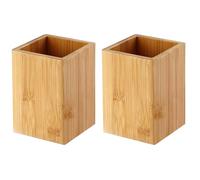 Paquete De 2 Portalápices Rectangular, Portalápices De Madera, Caja De Almacenamiento De Papelería Simple, Caja De Almacenamiento De Brochas De Maquillaje, La Oficina