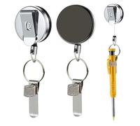 Paquete de 2 portalápices retráctil, portalápices de carpintero de metal con cordón de acero 27, 5 y clip para cinturón para carpinteros, enfermeras, trabajadores de la construcción