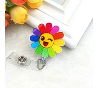 Paquete de 2 portatarjetas con clip y mosquetón de carrete retráctil, para tarjetas de identificación, llavero, diseño bonito para mujeres, enfermeras, maestras y estudiantes, tipo F