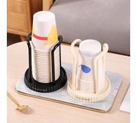 Paquete de 2 portavasos de papel diseñados con construcción impermeable y ahorro de espacio, base antideslizante estable para una cómoda organización de tazas (negro)