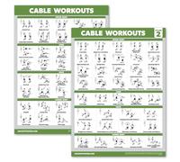 Paquete de 2 pósteres de entrenamiento de máquina de cable, tabla de ejercicios de máquina de cable, volumen 1 y 2 (laminado, 18 x 24 pulgadas)