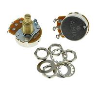 Paquete de 2 potenciómetros de tamaño completo Alpha Guitar Bass Potenciómetro con eje de latón de 19,5 mm A250K