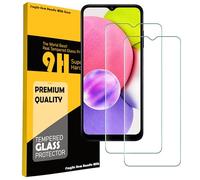 [Paquete de 2] Protector de pantalla de vidrio templado para Samsung Galaxy A03S, película protectora de alta calidad, compatible con fundas, cómodo borde redondo, inastillable, a prueba de golpes, a