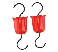 Paquete de 2 protectores de comedero de colibrí con foso, estación de néctar de abeja para alimentación de pájaros al aire libre, anillo de barrera de insectos de policarbonato rojo con acero
