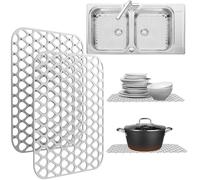 Paquete de 2 protectores de fregadero para fregadero de cocina, 13.4 x 11.4 pulgadas, alfombrillas de silicona antideslizantes que protegen tu parte inferior de acero inoxidable del fregadero de