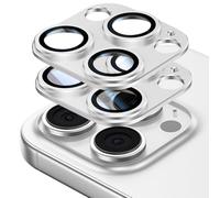 Paquete de 2 protectores de lente de cámara para iPhone 16 Pro Max/iPhone 16 Pro, aleación de aluminio de vidrio y cubierta de cámara de vidrio templado de zafiro, fuerte adherencia, resistente a los