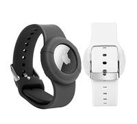 Paquete de 2 pulseras Air-tag compatibles con Apple, pulsera suave ajustable Air-tag, correa de reloj para niños y ancianos (negro y blanco)