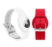 Paquete de 2 Pulseras Airtag compatibles con Apple, pulsera ajustable suave para niños y adultos, correa de reloj rojo y blanco