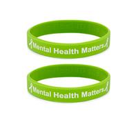 Paquete de 2 pulseras de concienciación Mental Health Matters Motivational Hombres Mujeres Salud Mental MHA (grande 20 cm, x2 verde)