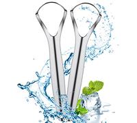 Paquete de 2 raspadores de lengua de acero inoxidable, limpiador de lengua de cabeza ancha, herramienta de limpieza de lengua para reducir el mal aliento, raspadores de lengua para higiene bucal y