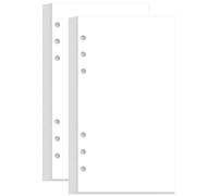 Paquete de 2 recambios de papel en blanco A6 para carpetas personales Filofax, 6 agujeros perforados, 200 hojas/400 páginas, 100 g/m², 3.75 x 6.75 pulgadas