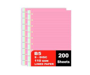 Paquete de 2 recambios forrados de 9 discos para Happy Planner, hojas sueltas de 110 g/m², 5 colores (por color, 40 hojas/80 páginas), 200 hojas/400 páginas, tamaño clásico de 7 x 9.25 pulgadas