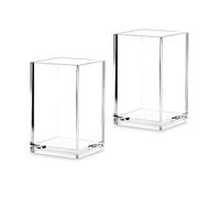 Paquete de 2 recipientes acrílicos para bolígrafos, bolígrafos, lápices, tazas, papelería, maquillaje, brochas de maquillaje, organizador de almacenamiento para mesa de escritorio, suministros