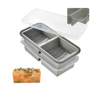 Paquete de 2 recipientes de silicona para congelador de alimentos con tapas, bandejas grandes sin BPA para sopa, caldo, cubitos de hielo, almacenamiento apilable de cocina (gris claro)