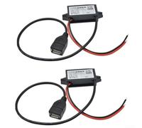Paquete de 2 reductores de voltaje de 24 W CC, convertidor de 32 V a 5 V, adaptador USB para inversor de corriente de vehículo, ventilador de pantalla LED, protección segura
