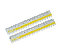 Paquete de 2 reglas de aluminio de 15 cm con agarre y marcas para herramienta de medición de precisión de dibujo de oficina escolar