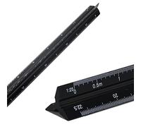 Paquete de 2 reglas triangulares de 30 cm, Regla de Escala Triangular, regla de metal para arquitectos, 1:125 y 1:500 (negro)