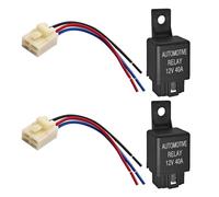 Paquete de 2 relés automotrices SPST, de 40.0 A, 12 V, con conectores precableados, universales, sistemas eléctricos de coche, actualizaciones, relés automotrices con coletas