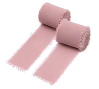 Paquete de 2 rollos de cinta de gasa, cinta rosa rubor para invitaciones de boda, ramos de novia, envoltura y manualidades