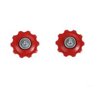 Paquete de 2 ruedas de bicicleta 10t 13t 15t compatibles con desviadores traseros de 6 7 8 velocidades rodillos guía de plástico rojo (10T)