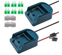 Paquete de 2 ruedas de potencia para adaptador de batería Makita de 18 V, kit convertidor de batería con fusibles y cable de 14 AWG e interruptor de control para autos de bricolaje, juguetes RC