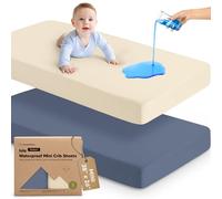 Paquete de 2 sábanas impermeables para cuna para niños y niñas, 38 x 26 pulgadas, viscosa de bambú, sábanas de colchón Pack N Play para Graco, juego de corral, sábanas de cuna para bebé, sábanas