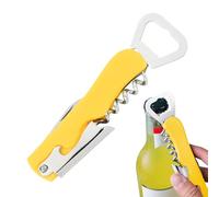 Paquete de 2 sacacorchos de corcho para botellas de vino, palancas de acero inoxidable 4 en 1, tornillos manuales para abrebotellas (amarillo)