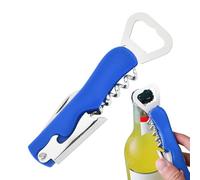 Paquete de 2 sacacorchos de corcho para botellas de vino, palancas de acero inoxidable 4 en 1, tornillos manuales para abrebotellas (azul)
