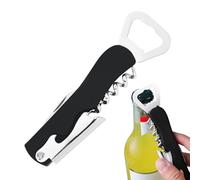 Paquete de 2 sacacorchos de corcho para botellas de vino, palancas de acero inoxidable 4 en 1, tornillos manuales para abrebotellas (negro)