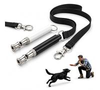 Paquete de 2 silbatos para perros para recordar, silbato para dejar de ladrar, ultrasónico y silencioso, silbato ajustable para entrenamiento de perros con cordón