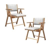 Paquete de 2 sillas de jardín plegables acolchadas blancas - Sillas de comedor de madera Slish para oficina, cocina, boda, invitados par - mesa y asientos que ahorran espacio