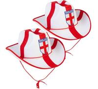 Paquete de 2 sombreros de vaquero de Inglaterra - St George Cross Western Fancy Dress Sombreros de bandera inglesa accesorio de fiesta para rugby, críquet, fútbol, Copa del Mundo, Euros, festivales