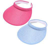 Paquete de 2 sombreros de visera ancha para mujeres y hombres, visera grande con clip, protección UV, deportes al aire libre, golf, playa, gorra, Rosa Hot+Azul, 6 3/4-7 3/8