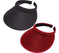 Paquete de 2 sombreros de visera ancha para mujeres y hombres, visera grande con clip, protección UV, deportes al aire libre, golf, playa, gorra, 6 7/8/7 1/2