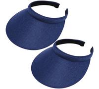 Paquete de 2 sombreros de visera con clip para mujer, para hombre, grande, sin cordones, visera ancha, sombrero sin espalda, sombrero deportivo con protección UV, gorra de tenis de golf, marino, 6