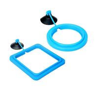 Paquete de 2 soportes de alimentos para acuarios, redondos y cuadrados, flotantes, comederos flotantes para alimentos versátiles en el hogar u oficina, fácil de instalar comederos de peces